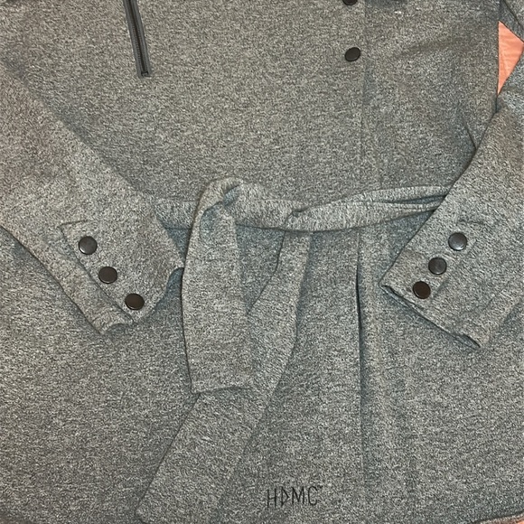 Harley Davidson Asymmetric Cowl Neck Belted Long Cardigan Shacket, size Medium - Picture 12 of 16